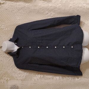 Dark blue sz s polka-dot Long-sleeved button down top